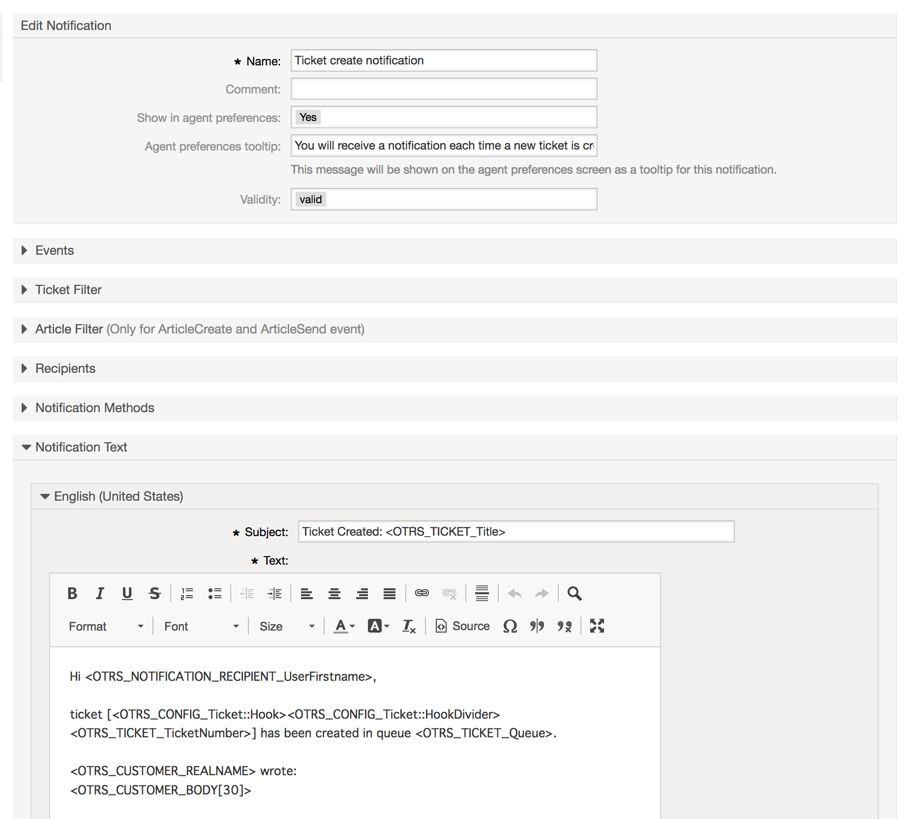 Customizing a notification