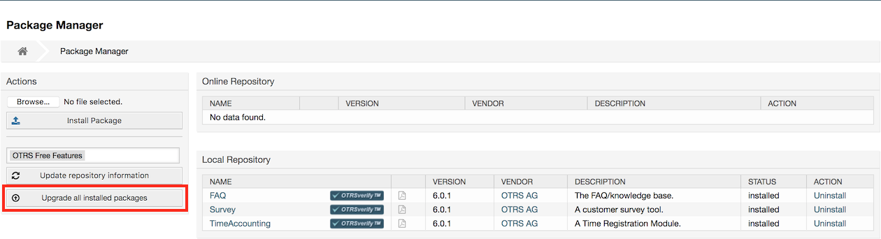 Package Manager Update All Installed Packages Button
