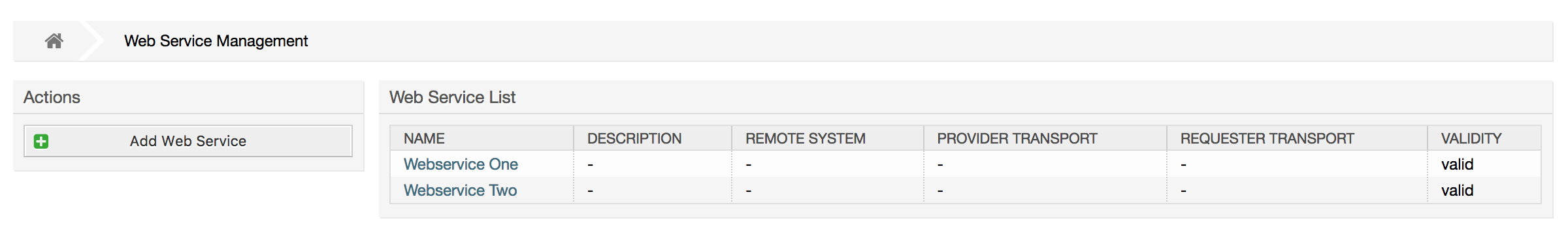 The graphical interface for web services
