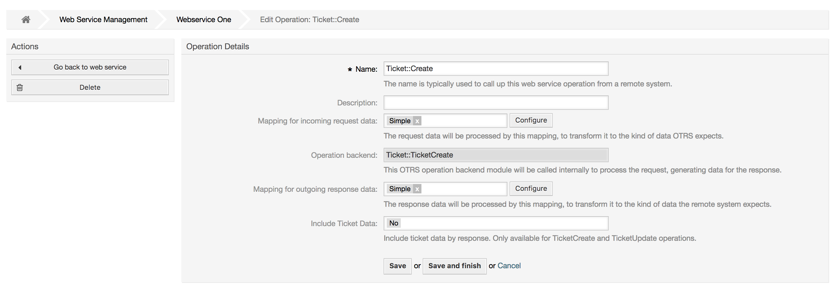 Web service operation