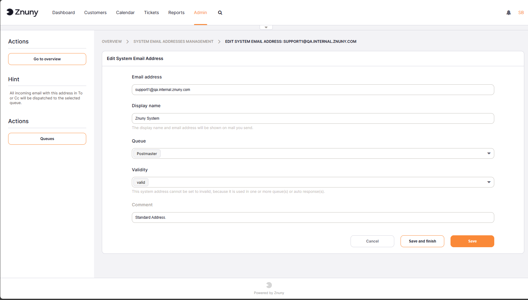 Add System Email Address